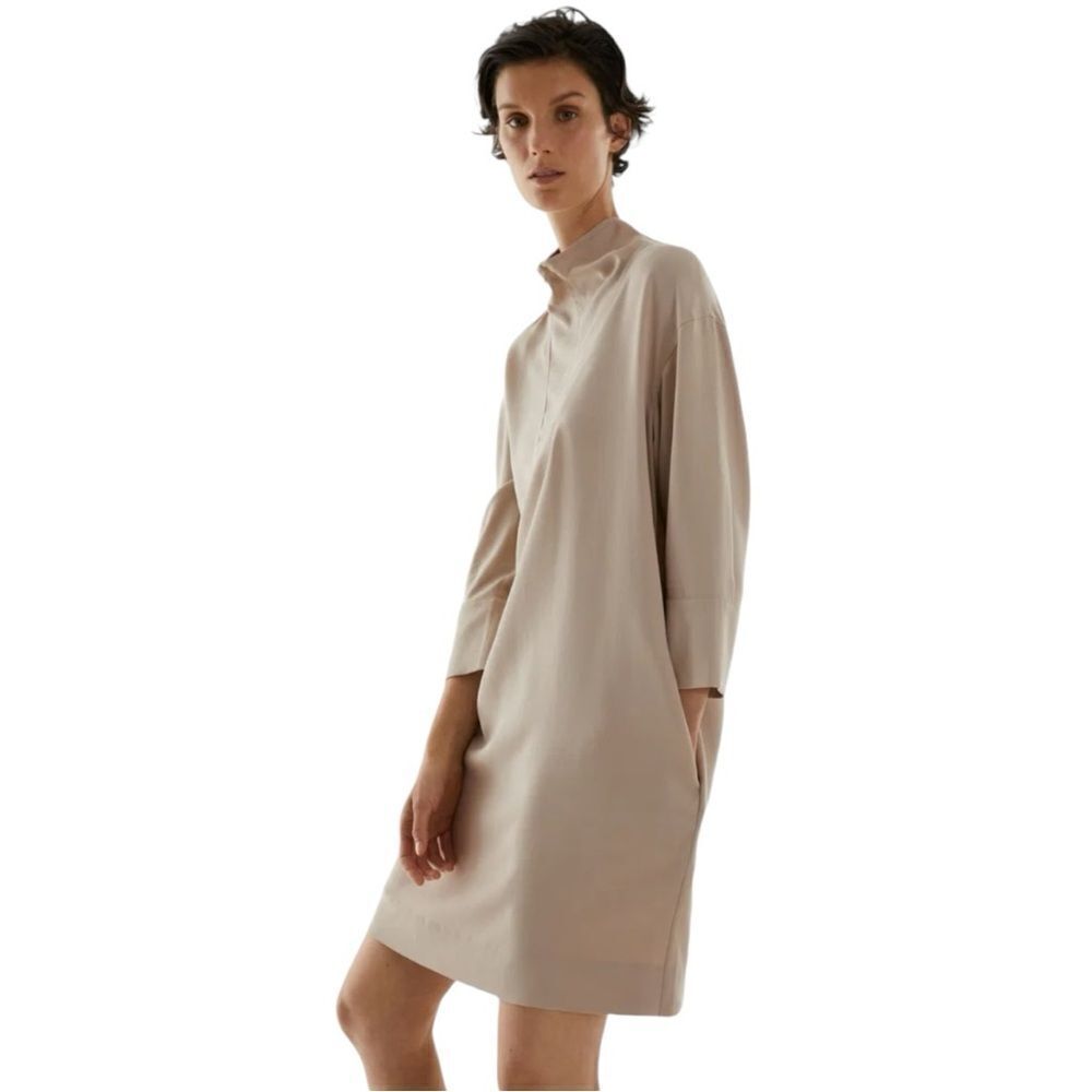 COS Lyocell Shirt Dress Beige Minimalist Utility Size 12 NWT